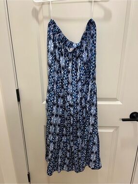 Blue Patterned Women's Maxi Skirt